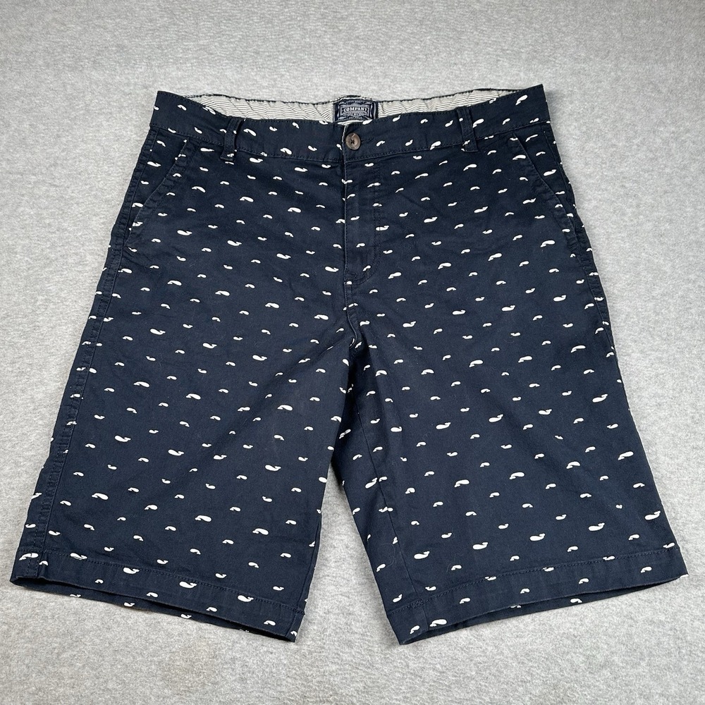 Company 81 Navy Whale Print Chino‎ Shorts Mens 36 Casual Summer Preppy Beach